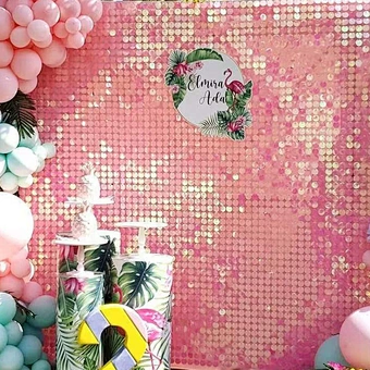 3D Event Baby shower Gender Reveal Birthday Wedding party stage Backdrop 2021 Square Blue Pink sequin Panel Shimmer Wall