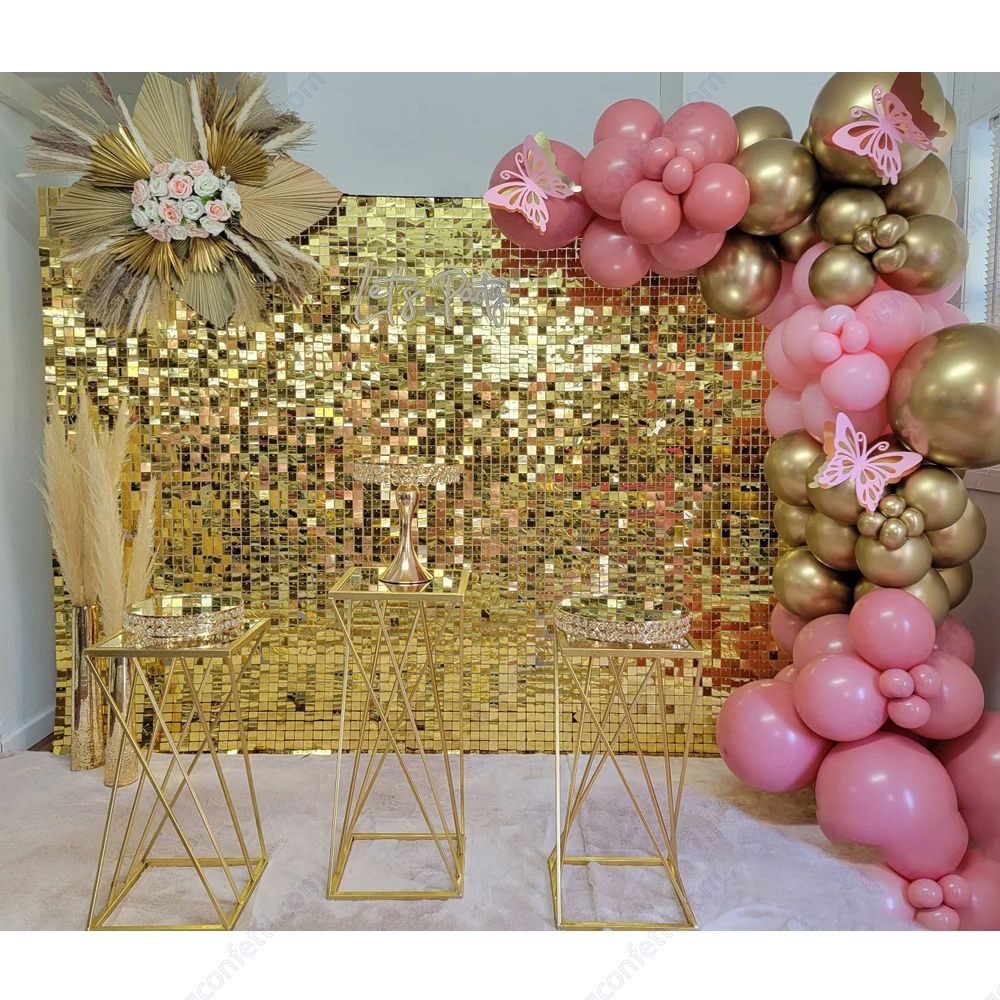 USA 7*7ft Wall Package Wedding Birthday Party Events Backdrop Sequin Panel Gold Shimmer Wall