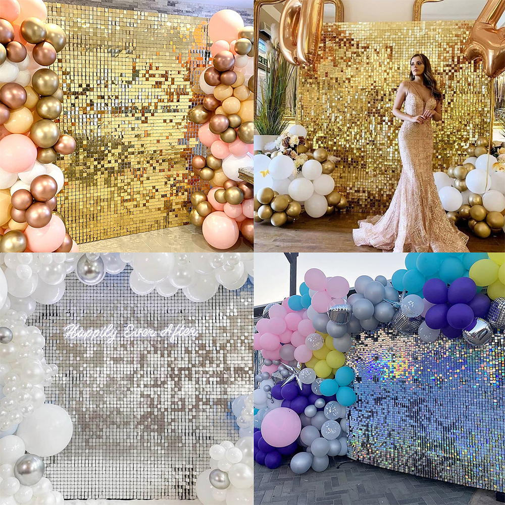 Birthday Sequin Backdrop Panels Gold 2022 Hot Sale 3d Event Wedding Decorative Decoration Shimmer Wall