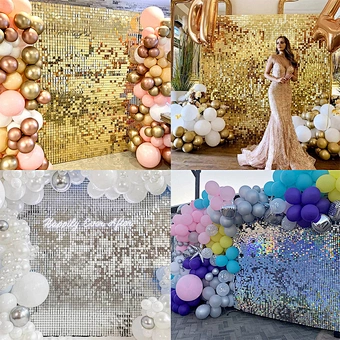 Birthday Sequin Backdrop Panels Gold 2022 Hot Sale 3d Event Wedding Decorative Decoration Shimmer Wall