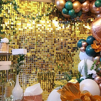 Decorative Panel Wedding Background Shiny Event Supplies Stunning Gold Mirror Sequin Shimmer Wall Birthday Decoration Backdrop