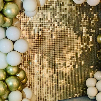 Air Active Flect Shimmer Blush Blooms Brillo Decorativo Color dorado Telón de fondo de boda Decoración Hochzeit Panel de pared 3d Lentejuelas