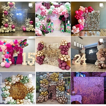 Outdoor Gold Sequin Round Square Shimmer Wall For Decoration 4d Panels Sequins Backdrop Custom Logo Ballon Party Decoration