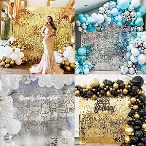 Birthday Sequin Backdrop Panels Gold 2022 Hot Sale 3d Event Wedding Decorative Decoration Shimmer Wall