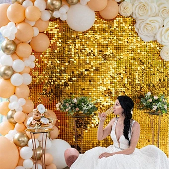 Shimmer Backdrop Wedding Decoration Outdoor Signs 9ft X Blush Pink Mold Sequined Decorative In Board Signage Sequin Wall Panel