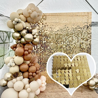 Backdrop Clear Grid Gold Color Click Together Interlocking 3d Shimmer Sequin Wall Panel For Wedding Birthday Party Decoration