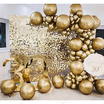 Outdoor Gold Sequin Round Square Shimmer Wall For Decoration 4d Panels Sequins Backdrop Custom Logo Ballon Party Decoration
