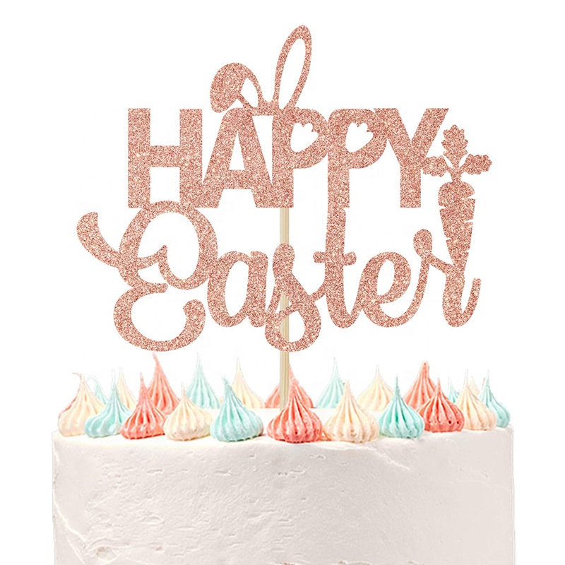 Gift Bucket Cute Bunny Bag Card Sign Insert Theme Party Decoration Banner Baskets Cake Topper Happy Easter