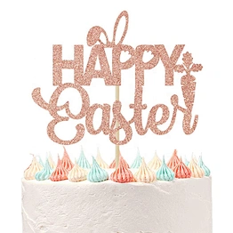 Gift Bucket Cute Bunny Bag Card Sign Insert Theme Party Decoration Banner Baskets Cake Topper Happy Easter