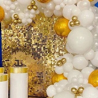 Decorative Panel Wedding Background Shiny Event Supplies Stunning Gold Mirror Sequin Shimmer Wall Birthday Decoration Backdrop