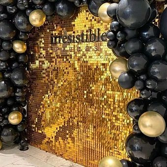 Decorative Panel Wedding Background Shiny Event Supplies Stunning Gold Mirror Sequin Shimmer Wall Birthday Decoration Backdrop