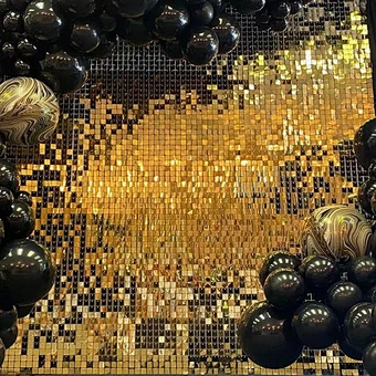 Sparkling Pvc Interior Decorative Sparking Iridescent Gold Mirror Sequin Panel Backdrop Shimmer Wall Wedding Decoration Supplies