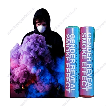 China Blue Pink color SMOKE TUBE Daytime Colour Day Flare Pyro Fountain for baby shower Party Supplies Decoration Oh Boy or girl
