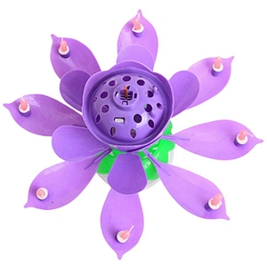 Singing Birthday Digital Happy Wholesale Beautiful Blossom Romantic Music Lotus Flower Petal Shape Party Birthday Cake Candle