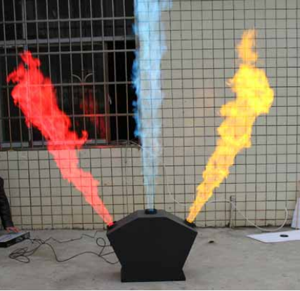 Stage Dj color Fire thrower Machine Dmx Spray Colorful Control 3 Heads Fan Shape Flame Projector