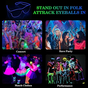 Custom made LOGO glow in dark party gifts EL LED light up glasses