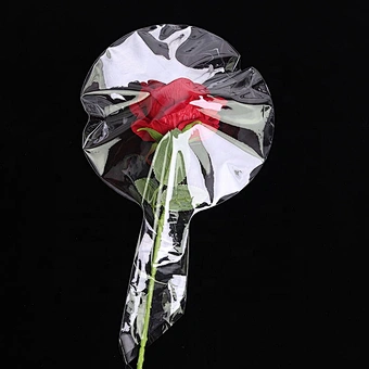 20inch Wholesale Round rose flower led Clear Transparent Balloons Wide Mouth Bubble BOBO Balloon For Birthday Party Supplies