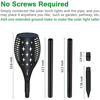 Auto On off Path Upgraded Waterproof Flickering Dancing Flame Outdoor Landscape garden Decoration Lighting Solar Torch Light