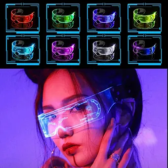 2022 New Fashion Led Glasses Creative Technology Futuristic Cyberpunk Luminous Party Light Up Glasses