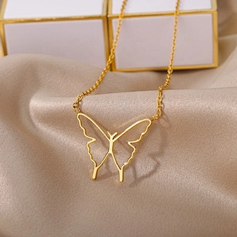 Butterfly Pendant Necklace for Women 18K Gold & Silver Plated 316L Stainless Steel Elegant Jewelry Gift for Her