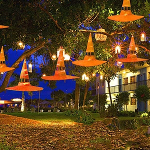 Led Light Glowing Hanging Decor Suspension Tree Kid Cosplay Decoration Party Lighting Up Wizard Big Head Halloween Witch Hat