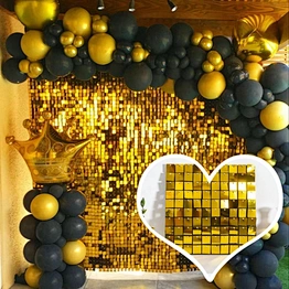 Backdrop Clear Grid Gold Color Click Together Interlocking 3d Shimmer Sequin Wall Panel For Wedding Birthday Party Decoration