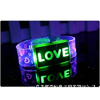Love New Year Love Happy Word Flashing Wristband LED Bracelet Bangle Kids Light Toy Gift Birthday Glow Party Concert Christmas