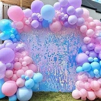 Iridescent colorful rainbow mermaid design mirror shimmer wall sequin panel backdrop for wedding party