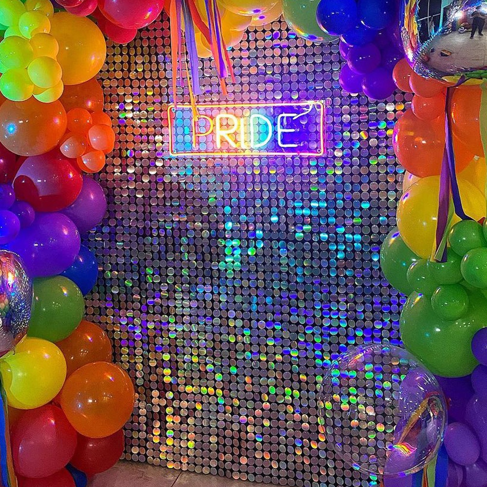 Iridescent Silver Glitter Panel Photography Photobooth Wedding Party Background Stunning Mirror Sequin Shimmer Wall Backdrop