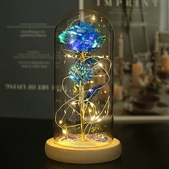 Girlfriend Valentines 2024 Led Light Glass Dome Galaxy Rose Flower Mini Bear For Christmas Valentine's Day Birthday Gift