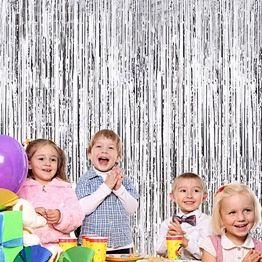 Silver Foil Fringe Tinsel Metallic Curtain Photo Backdrop For Wedding Engagement Bridal Shower Birthday Bachelorette Party decor