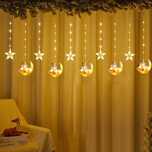 2024 New Ramadan Garden Led Lights 10 pcs Islamism Muslim String Plug Lights Indoor Decorations