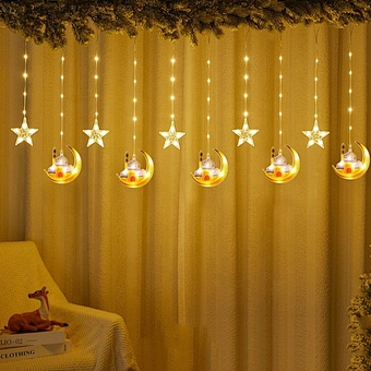 2024 New Ramadan Garden Led Lights 10 pcs Islamism Muslim String Plug Lights Indoor Decorations