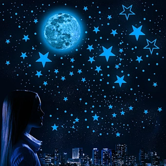 3d Diy Colorful Kids Room Bedroom Ceiling Art Decal Home Decor Unicorn Glow In Dark Star Luminous Moon Wall Sticker