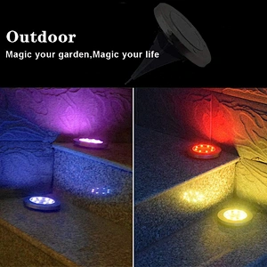 Colored Disk Garden Waterproof Landscape Lighting Yard Lawn Patio Pathway Walkway Driveway Changing Color Solar Ground Light
