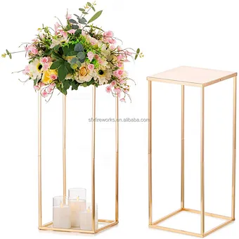 Home Centerpiece Column Geometric Tall Metal Gold Wedding Flower Stand Vase For Centerpieces