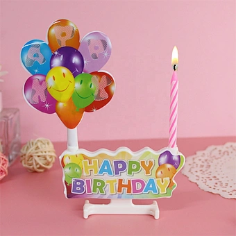 Light Celebrate Color Letter Music Globos Unique Musical Fancy Banner Balloon Cake Topper Party Decoration Happy Birthday Candle