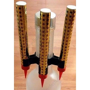 Champagne Safety Triple Head Birthday Candle Fireworks Plastic Fountain Night Club Party Bottle Sparkler Clip Holder
