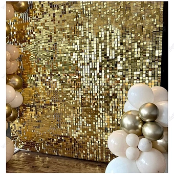 Mermaid Birthday Anniversary Party Light Decor Fish Scale Design Black Wall Sequin Gold Decoration Shimmer Panel Photo Backdrop