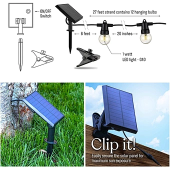 1w Retro Edison Globe Bulbs 27 Ft Bistro Create Cafe Ambience In Your Yard Pergola Waterproof Solar Led Outdoor String Lights
