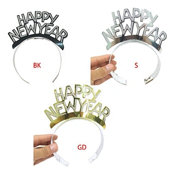 Gold Silver Black Party Supplies 2023 Favors Adult Kids Glitter Letters Hair Hoop Tiara Headband Happy New Year
