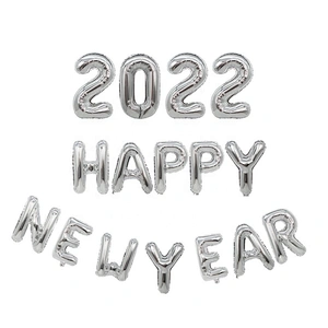 Balloons Banner Foil Festival Party Globos Backdrop Set Gorros Gift Decorations Card Happy New Year 2022