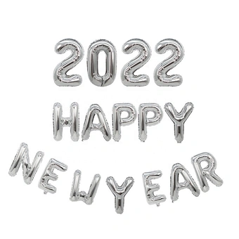 Balloons Banner Foil Festival Party Globos Backdrop Set Gorros Gift Decorations Card Happy New Year 2022