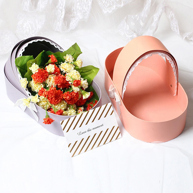 Cradle Lace Ribbon Flower Box Cradle Gift Boxes Flower Bouquet Packing Boxe Basket for Wedding Valentines Day Florist supplies