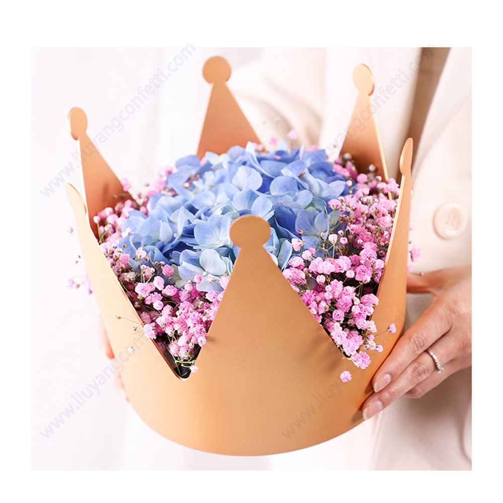Rose Bouquet Basket Package Crown Shape Valentine Day Luxury Cardboard Paper Wedding Custom Flower Pack Birthday Hamper Gift Box