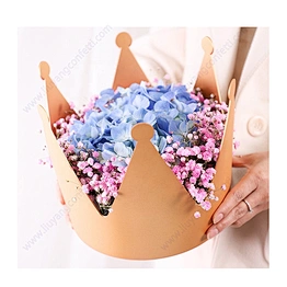 Rose Bouquet Basket Package Crown Shape Valentine Day Luxury Cardboard Paper Wedding Custom Flower Pack Birthday Hamper Gift Box