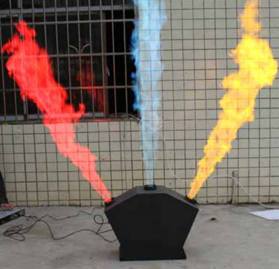 Stage Show Effect Dmx Control 3 Head Fan Shape Triple-way Party Dj Sparkler Firework Firing Thrower Flame Projector Fire Machine