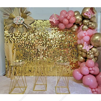 USA 7*7ft Wall Package Wedding Birthday Party Events Backdrop Sequin Panel Gold Shimmer Wall