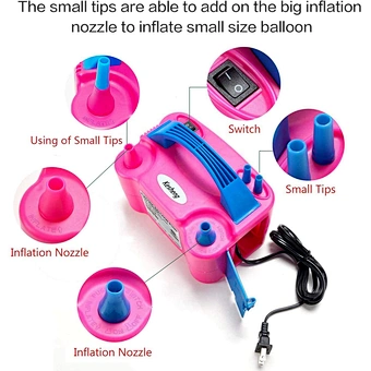 Portable Dual Nozzle Rose Red 110v 600w Blower Pump Air 220v Two Fast Inflatable Tool Electric Balloon Inflator For Decoration