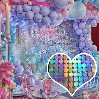 Backdrop Clear Grid Gold Color Click Together Interlocking 3d Shimmer Sequin Wall Panel For Wedding Birthday Party Decoration